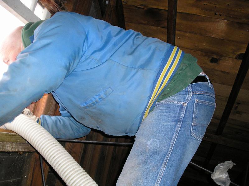 club insulation 001.JPG - Getting the hose into the attic